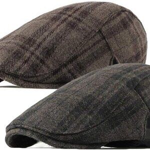 2 Pack Men's Cotton Flat Cap Ivy Gatsby Newsboy Hat